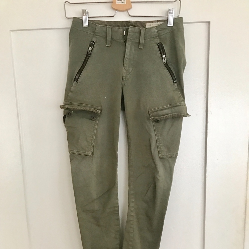 Rag & Bone Skinny Khaki Green Cargo Pants Sz 25